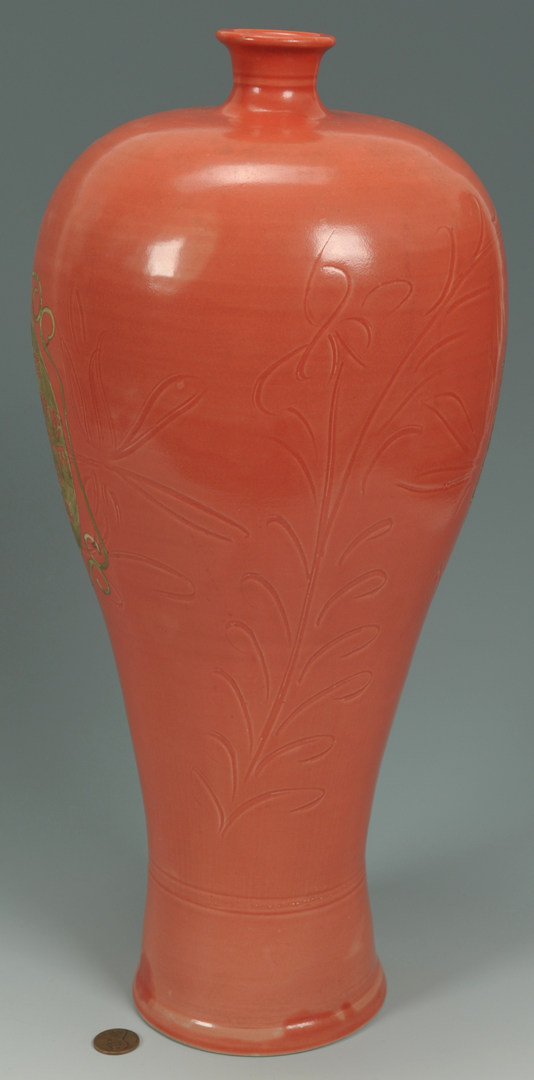 Lot 196: Chinese Copper Red Porcelain Meiping Vase