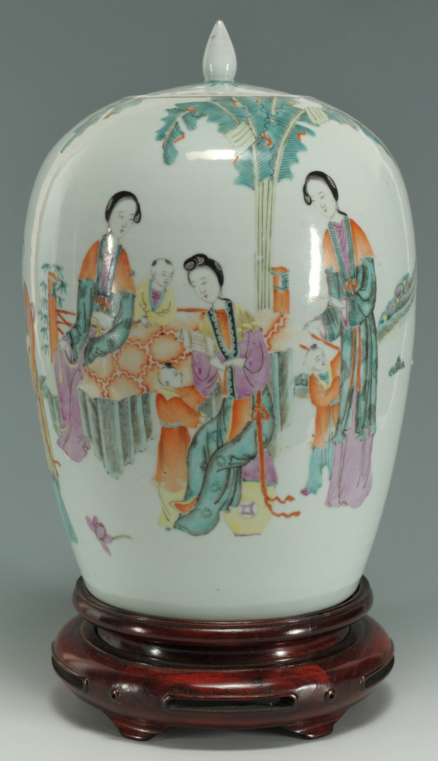 Lot 204: Chinese Famille Rose covered urn with figures