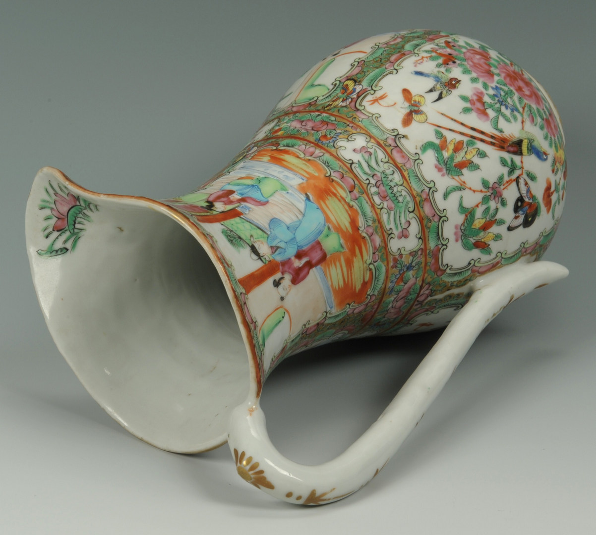 Lot 210: Chinese Porcelain Rose Medallion Water Pitcher & B