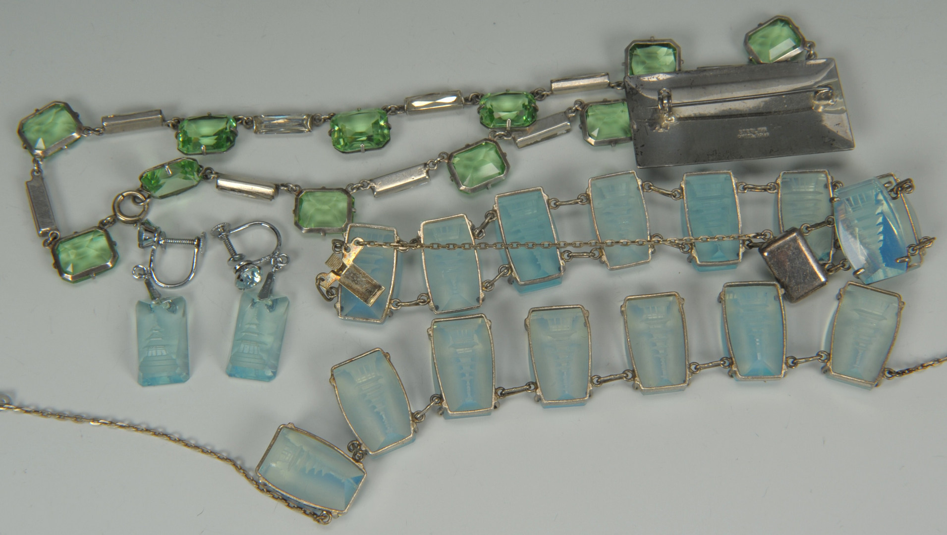 Lot 216: Collection of Sterling and Crystal jewelry, 6 pcs