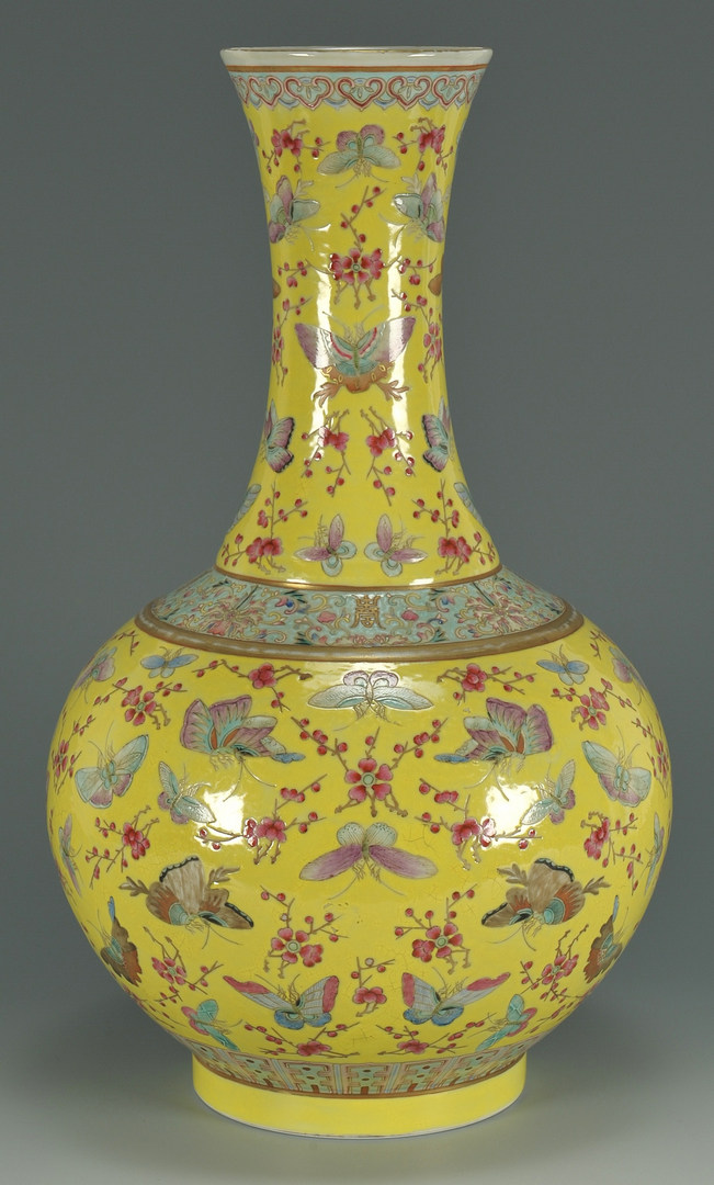 Lot 21: Chinese Yellow-Ground Porcelain Bottle Vase