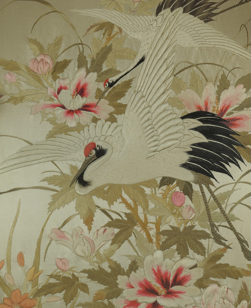 Lot 23: Pair of large Chinese Silk embroidery panels