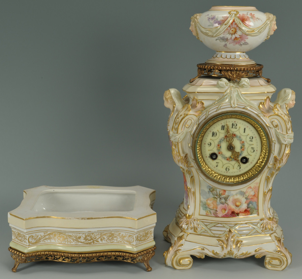 Lot 246: Porcelain KPM clock with stand, mid-19th c.