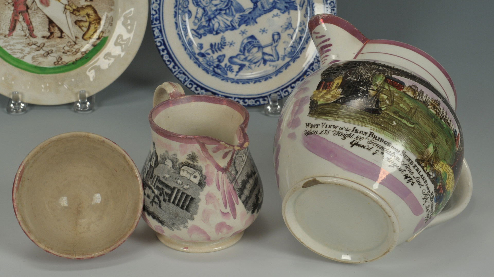 Lot 254: 19th c. ceramics, Sunderland & Spatterware