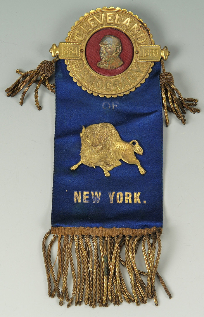 Lot 258: Group of medals, badges and ribbons- NY, political