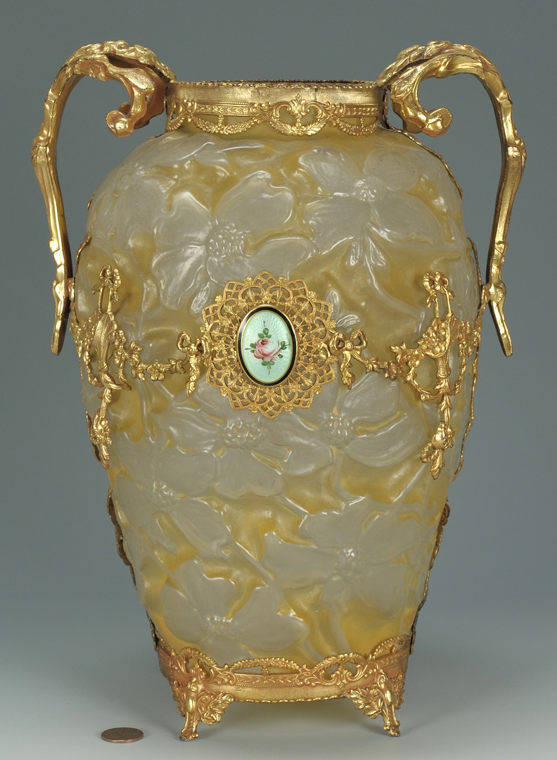 Lot 269: Phoenix Art Glass Cameo vase with gilt mounts