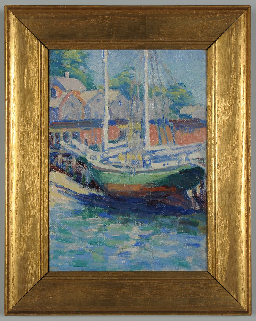 Lot 26: Impressionist MA Harbor scene, unsigned