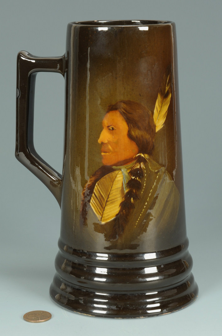 Lot 286: Native American Portrait Art Pottery Mug