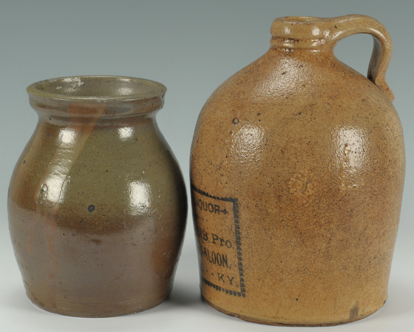 Lot 292: 2 Southern Pottery Items, TN jar, KY whiskey jug