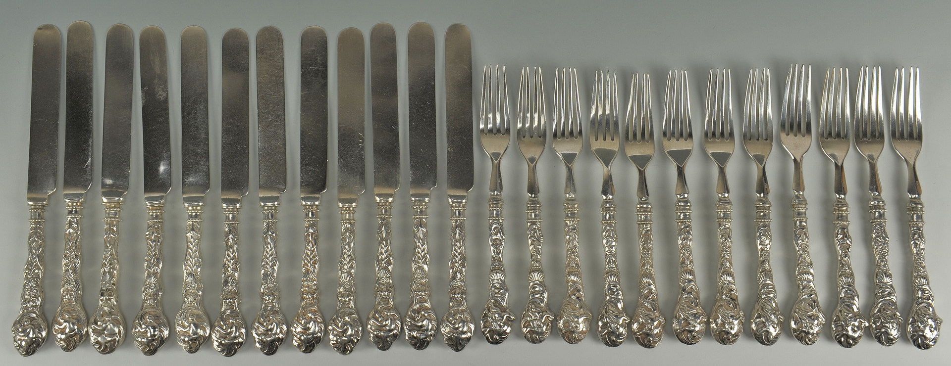 Lot 2: Chinese Export Silver Forks and Knifes, 24 pcs.