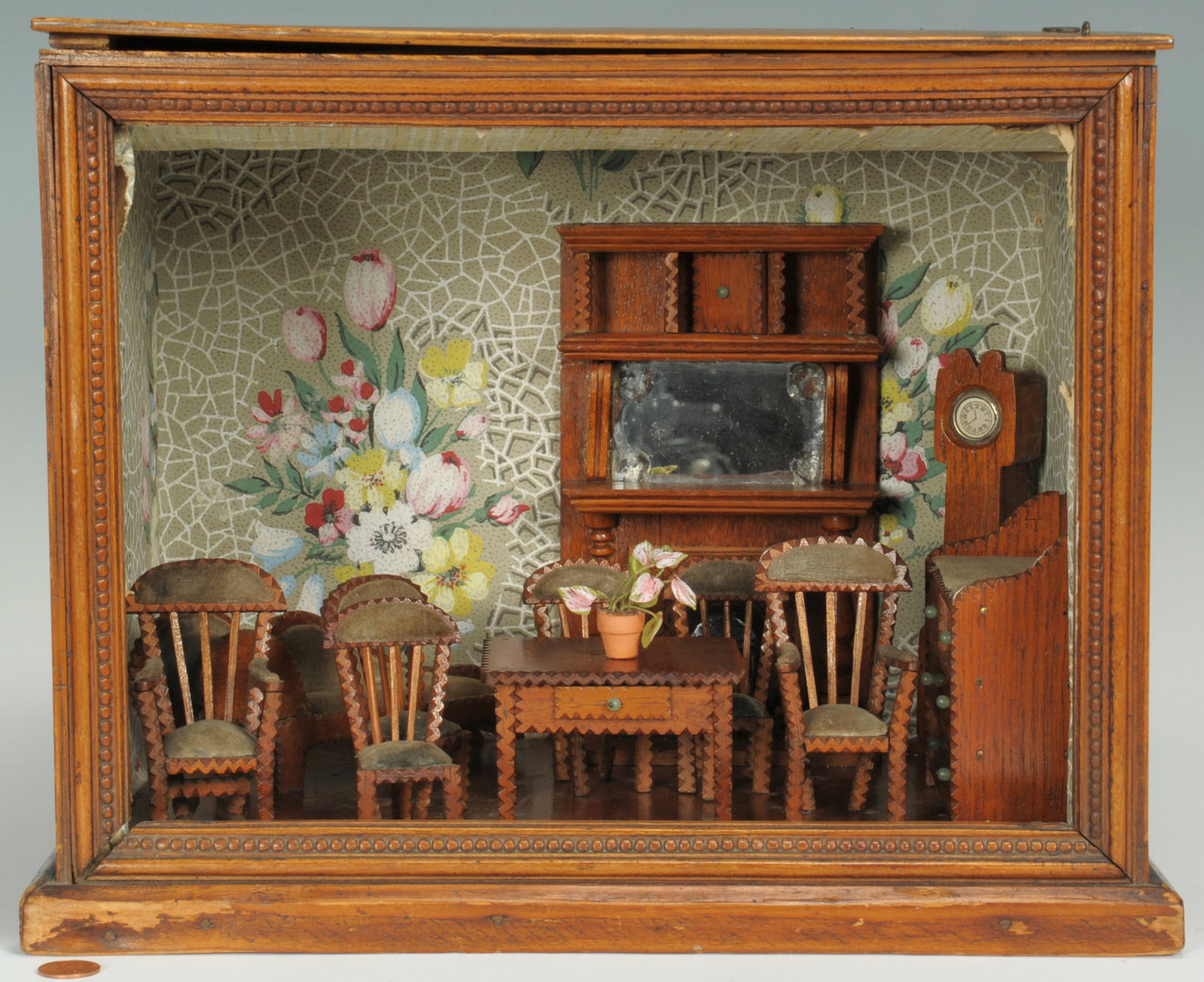 Lot 309: Miniature Folk Art Room Diorama