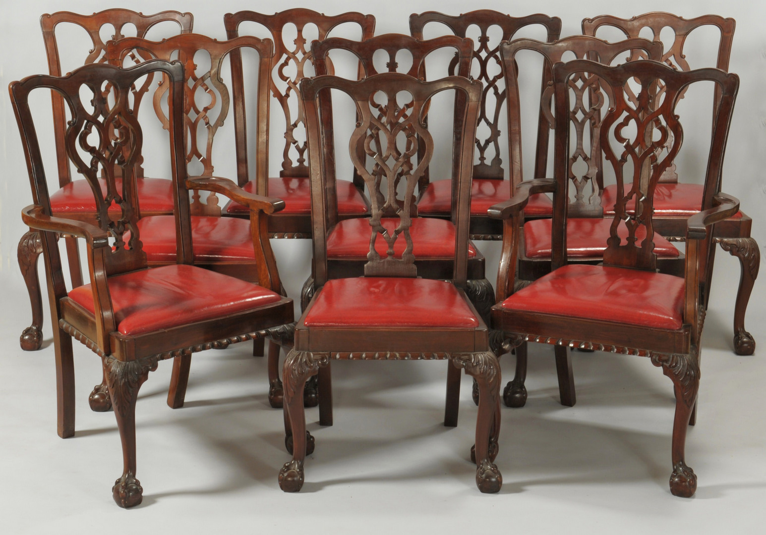 Lot 313: Ten Chippendale Style Dining Chairs