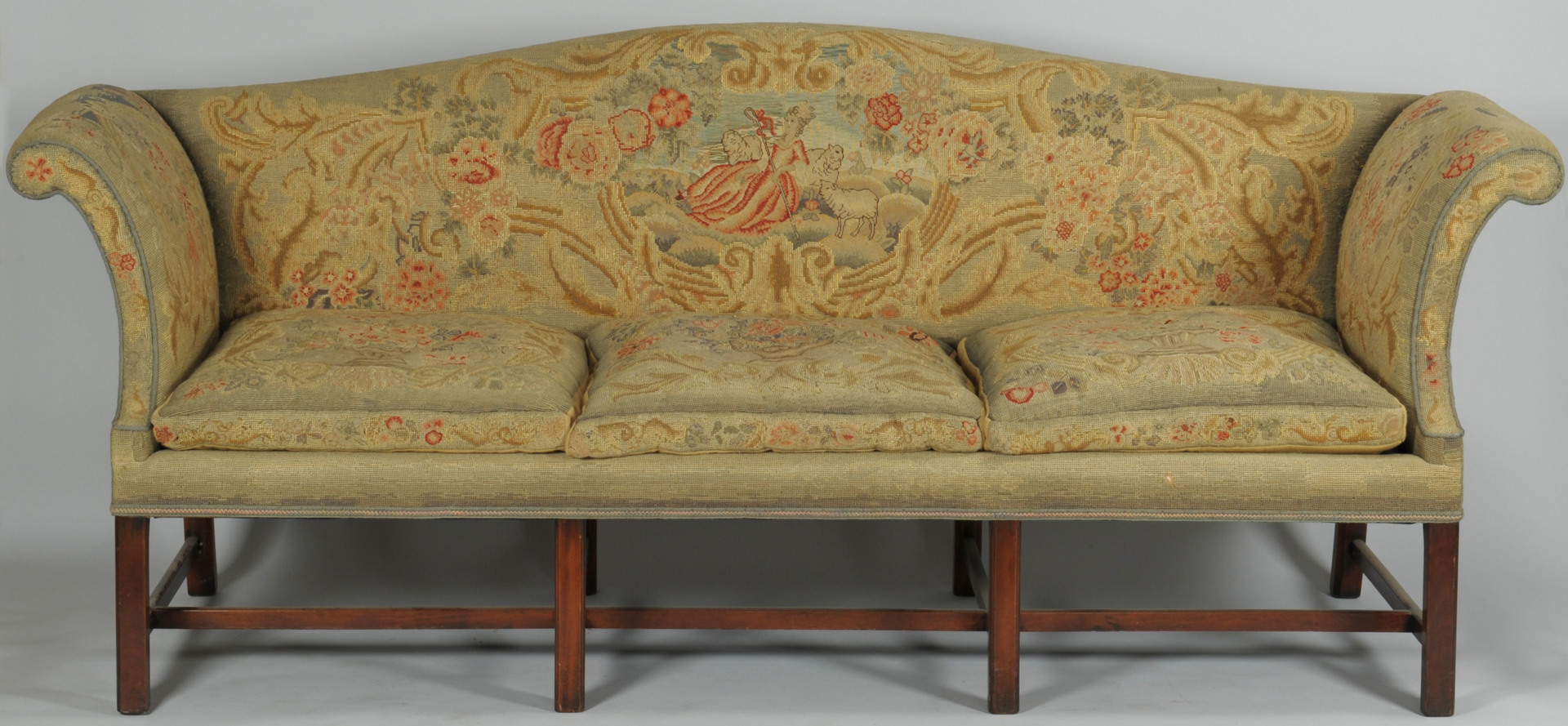 Lot 314: Chippendale Style Sofa w/ Tapestry Upholstery