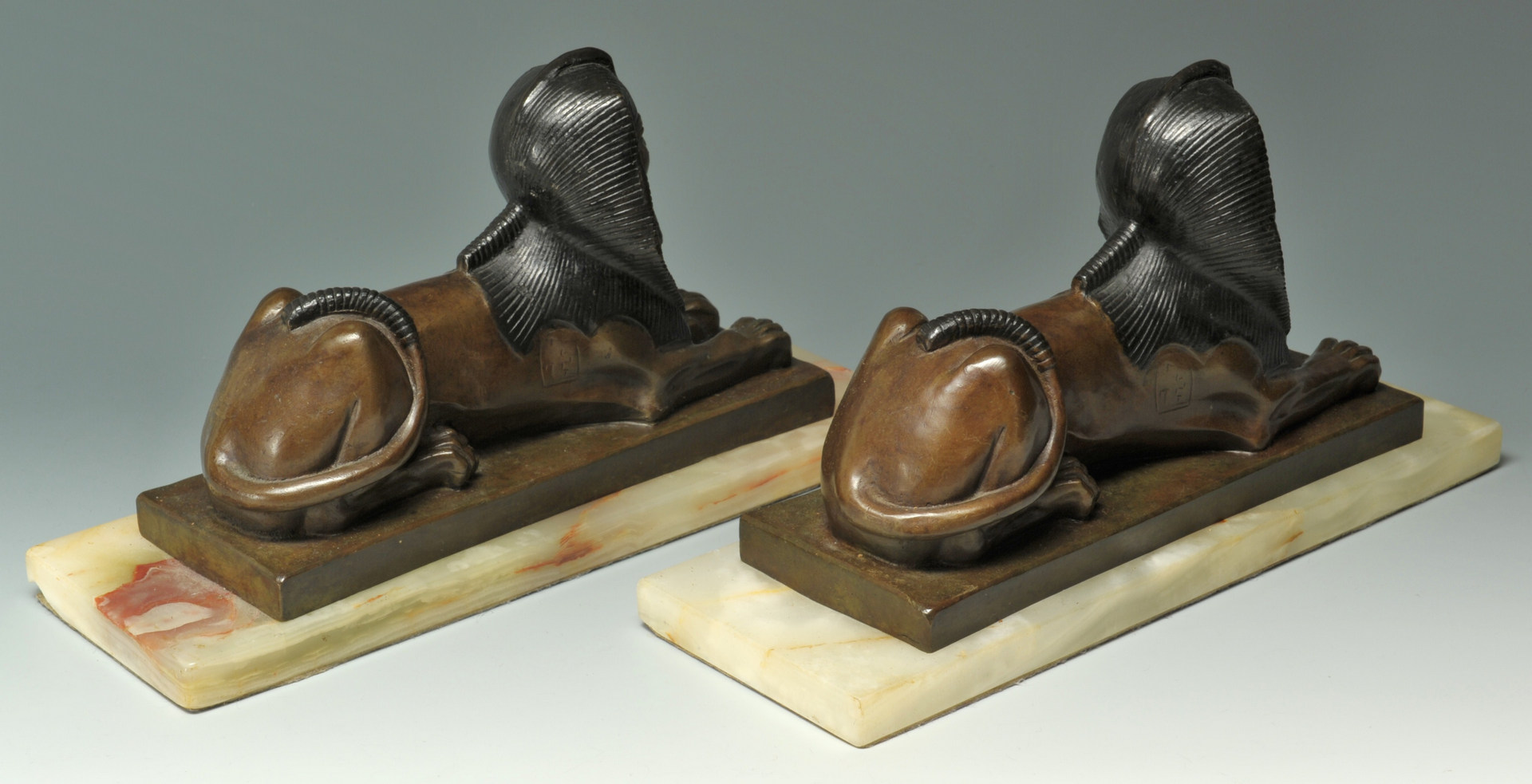 Lot 326: 3 Egyptian-themed bronze desk items