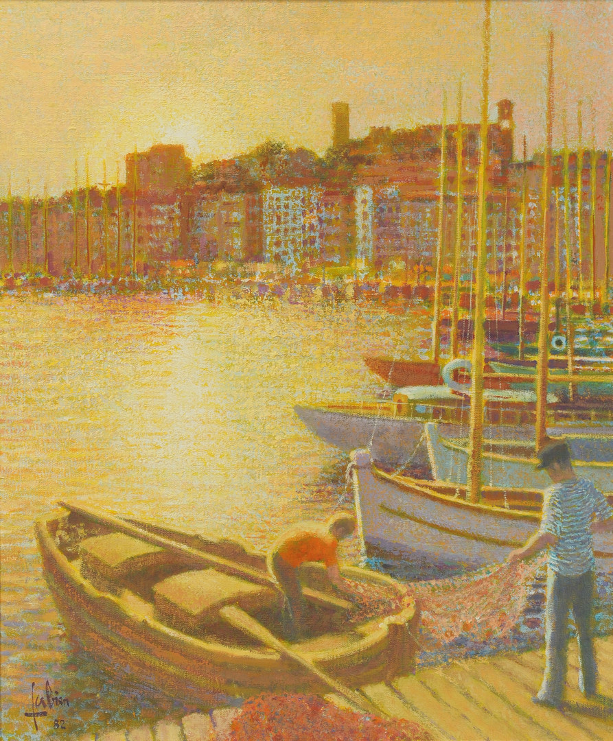 Lot 344: Louis Fabien oil on canvas, Port a Cannes