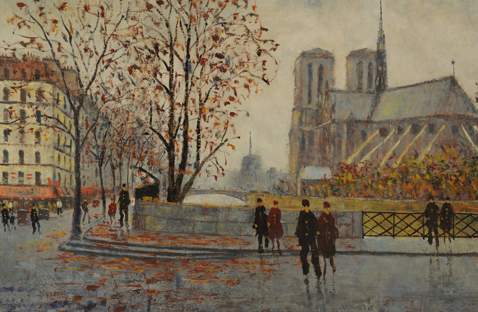 Lot 345: Louis Dali oil on canvas, Notre Dame