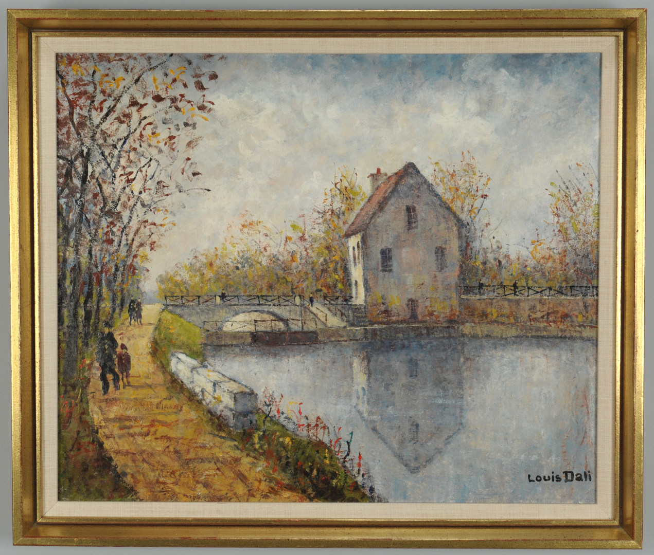 Lot 346: Louis Dali oil on canvas, landscape with house