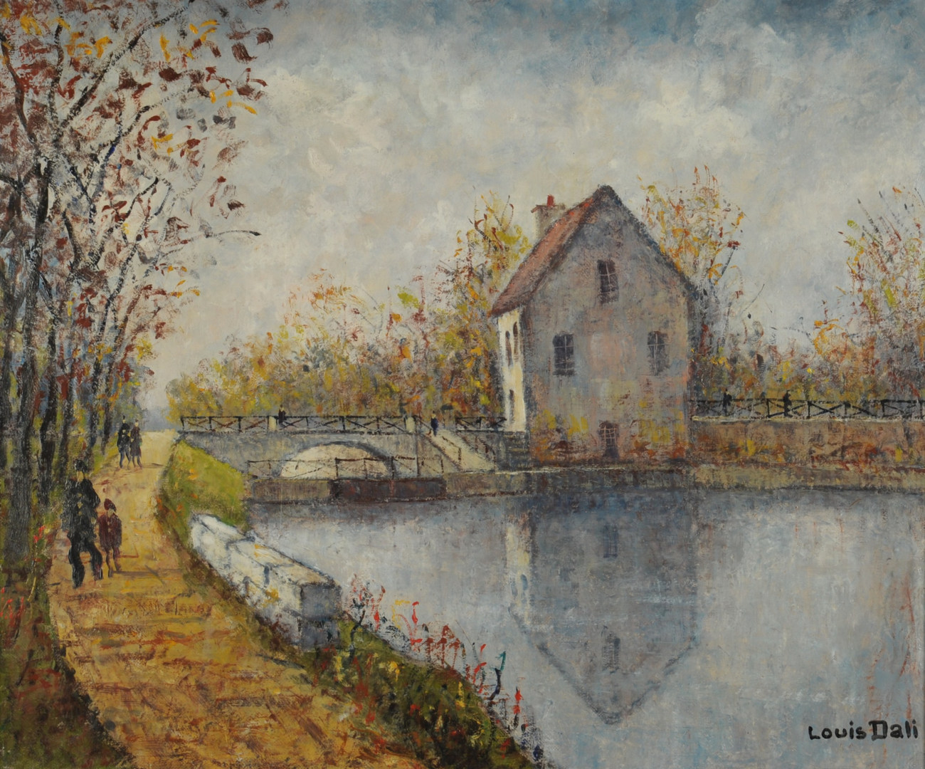 Lot 346: Louis Dali oil on canvas, landscape with house