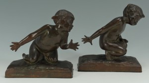 Lot 34: Edith B. Parsons, Bronze Bookends of Children