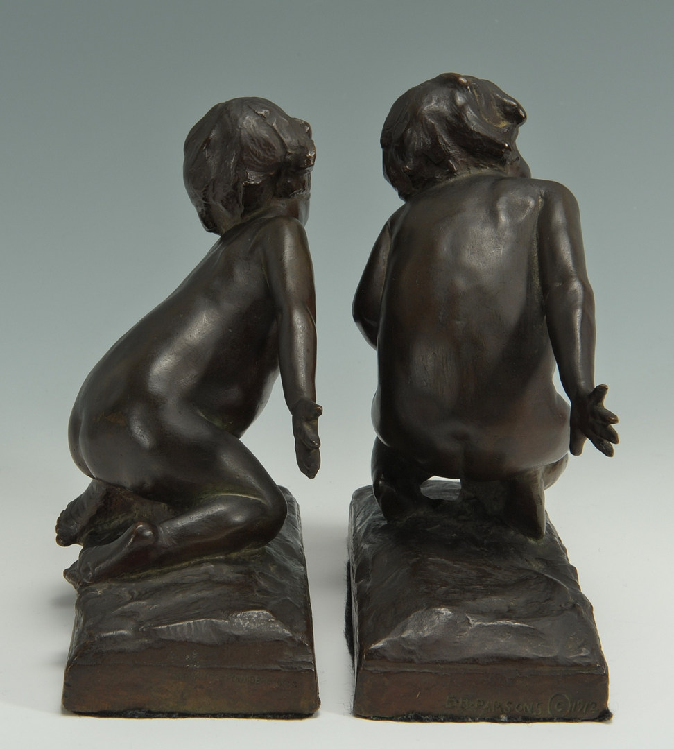 Lot 34: Edith B. Parsons, Bronze Bookends of Children