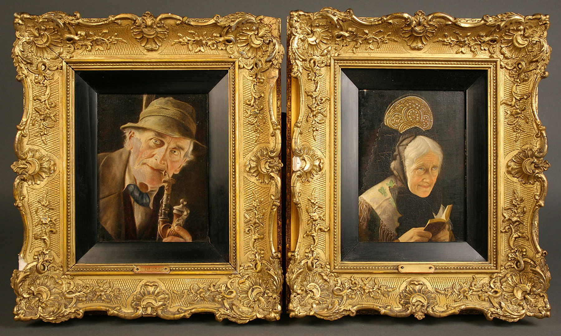 Lot 350: Pair of Christian Heuser oil on panel portraits