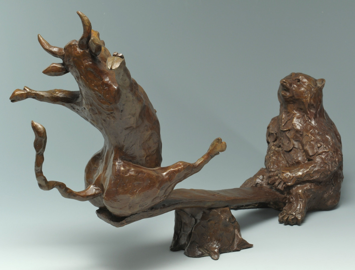 Lot 35: Susan Read Cronin Bull & Bear Bronze Sculpture
