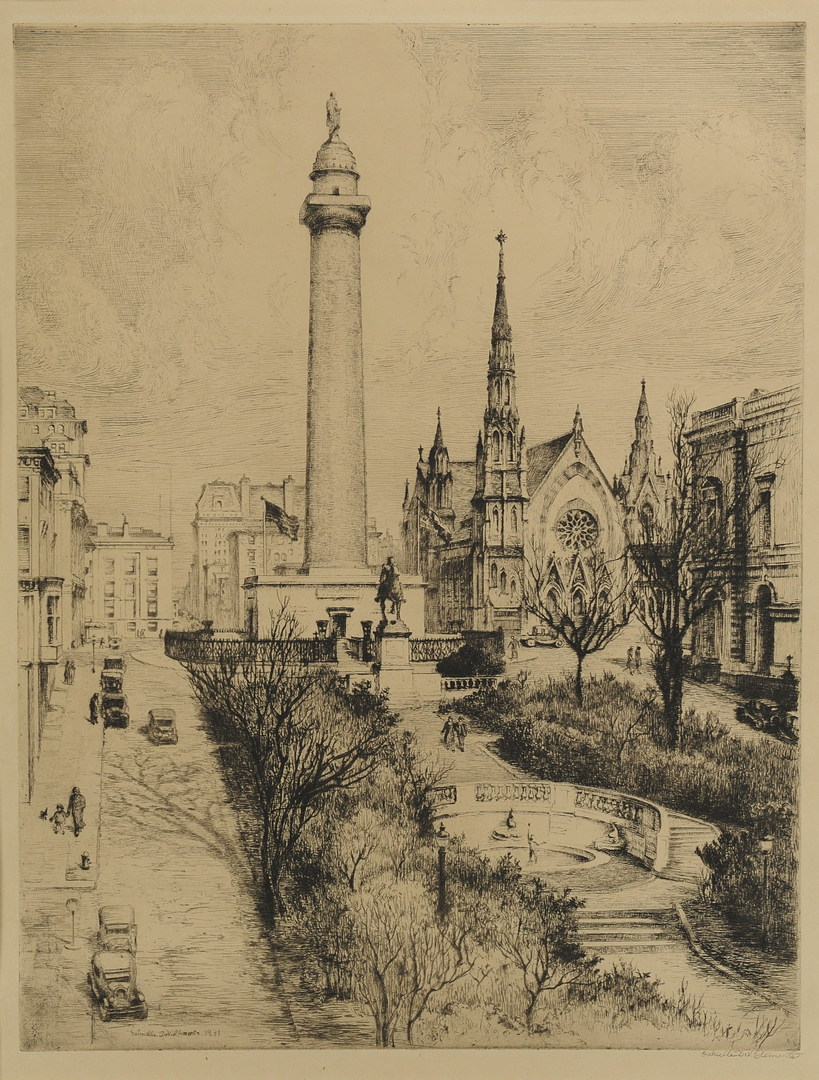 Lot 361: Gabrielle Clements Etching, "Heart of Baltimore"