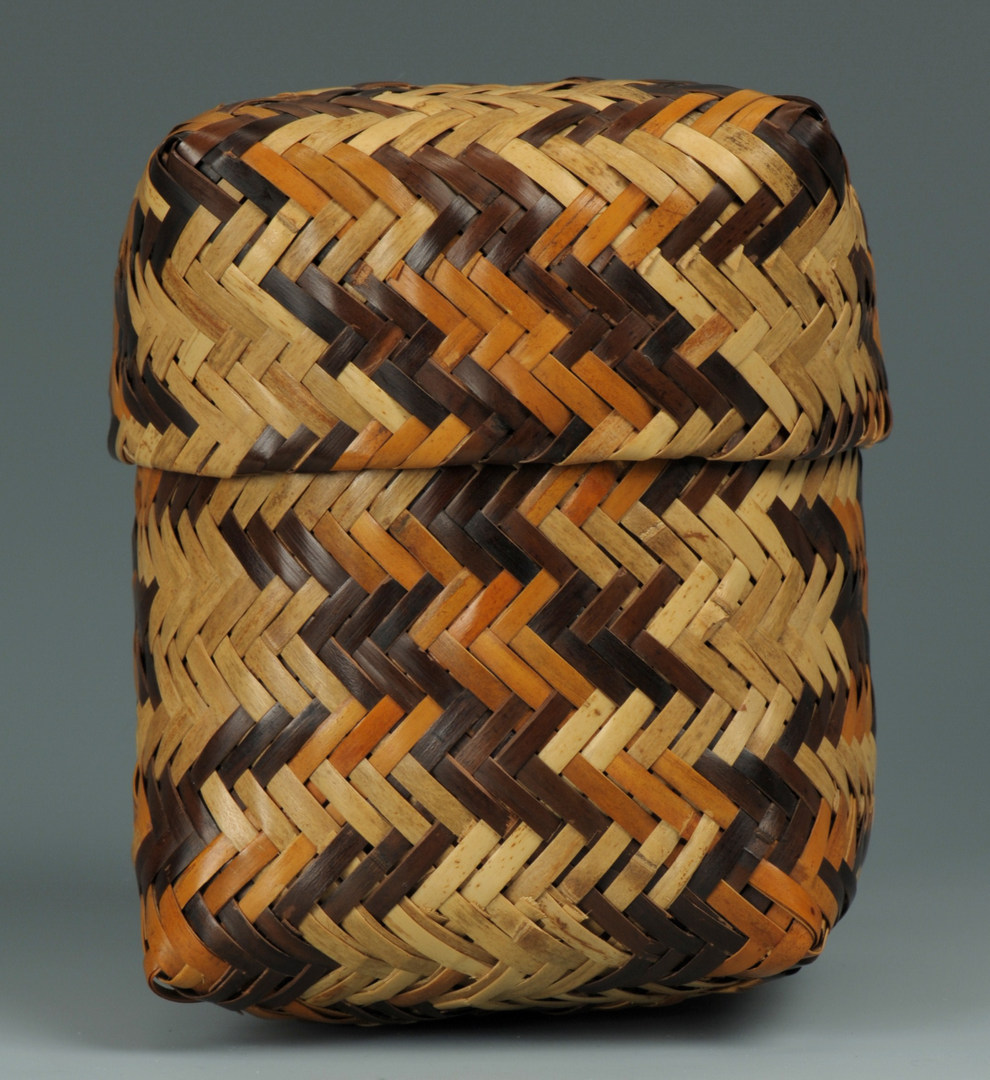 Lot 377: Miniature Cherokee rivercane basket by R. Bradley