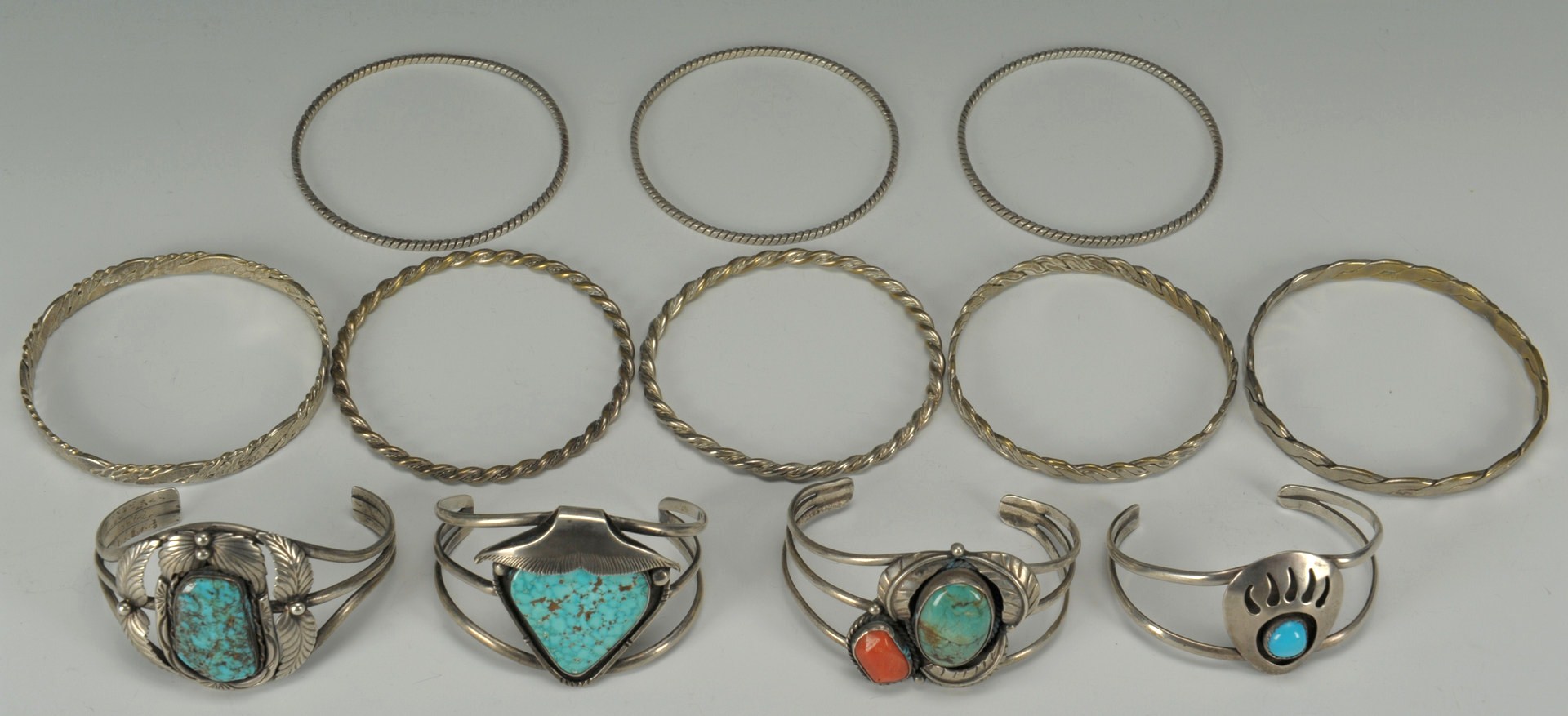 Lot 389: 12 Native American Silver Bracelets