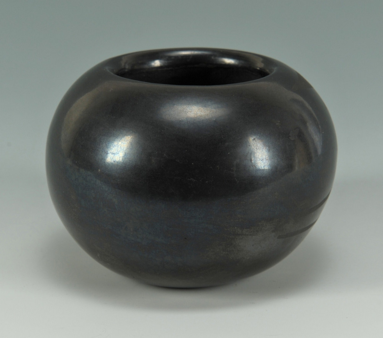 Lot 395: San Ildefonso blackware bowl, Blue Corn