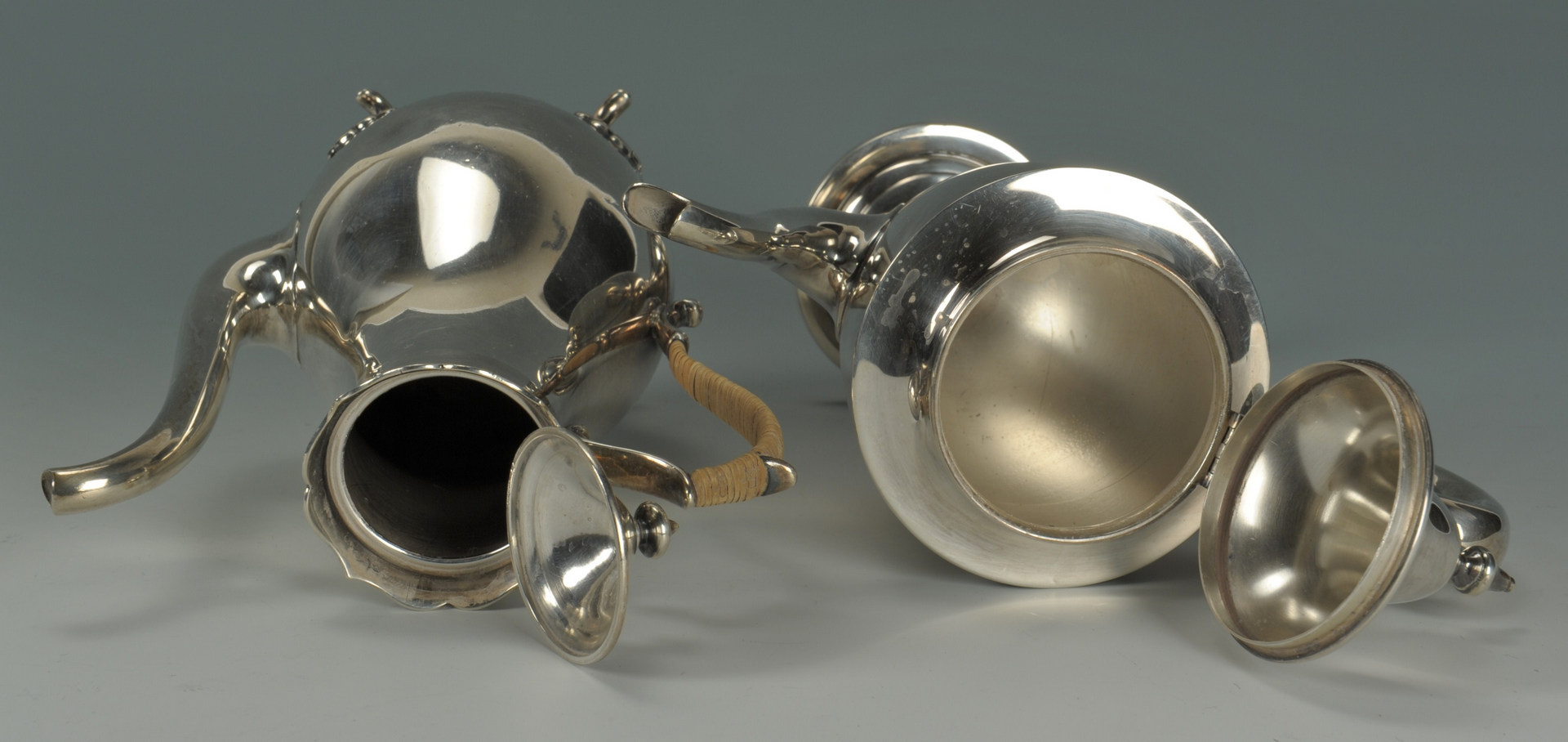 Lot 428: 7 items assorted silver hollowware inc. teapots