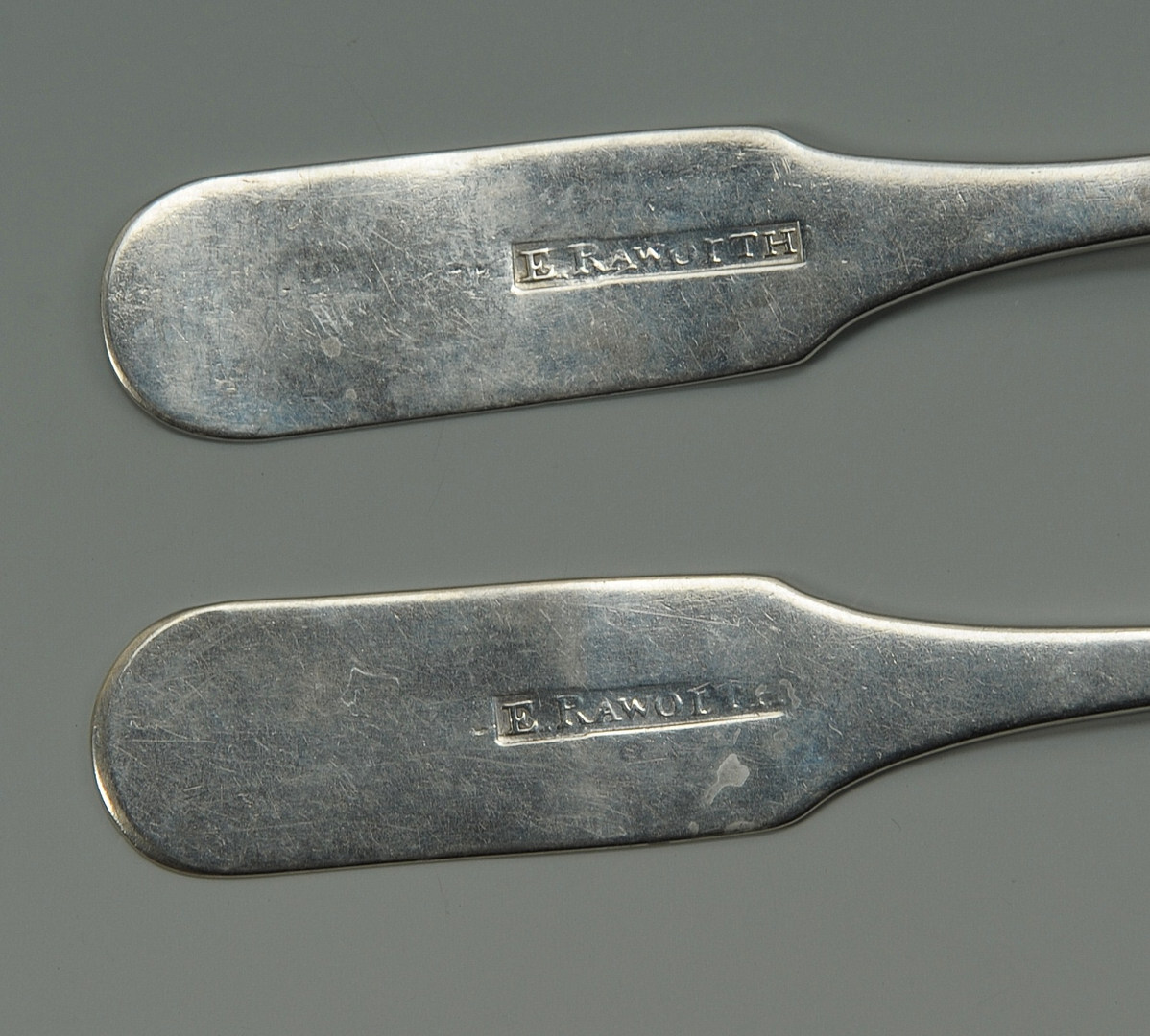 Lot 42: Two Nashville coin silver spoons, E. Raworth