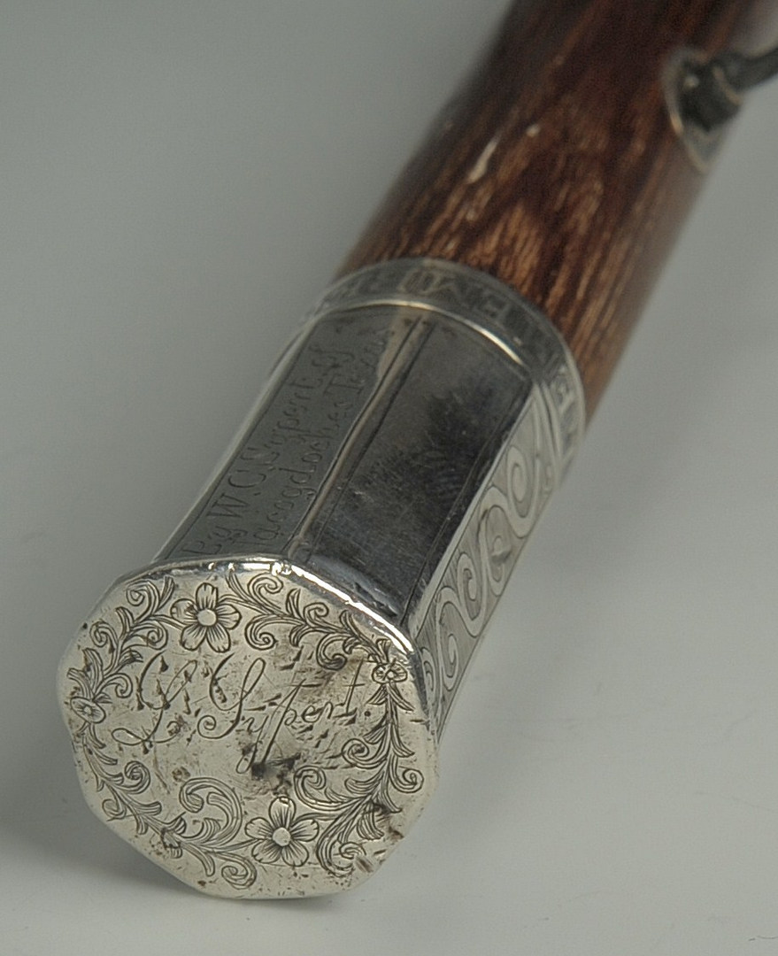 Lot 43: Tennessee Coin Silver handled Walking Stick
