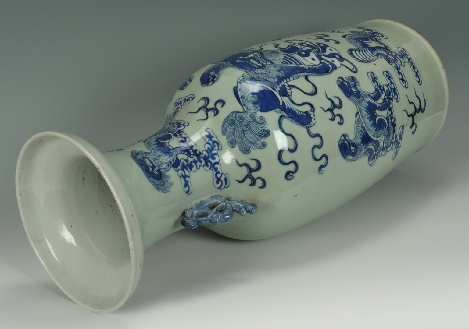 Lot 477: Large Chinese Blue and Celedon Temple Vase