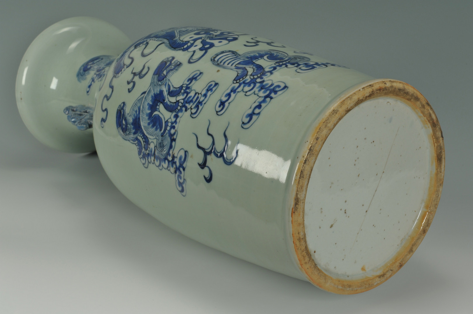 Lot 477: Large Chinese Blue and Celedon Temple Vase