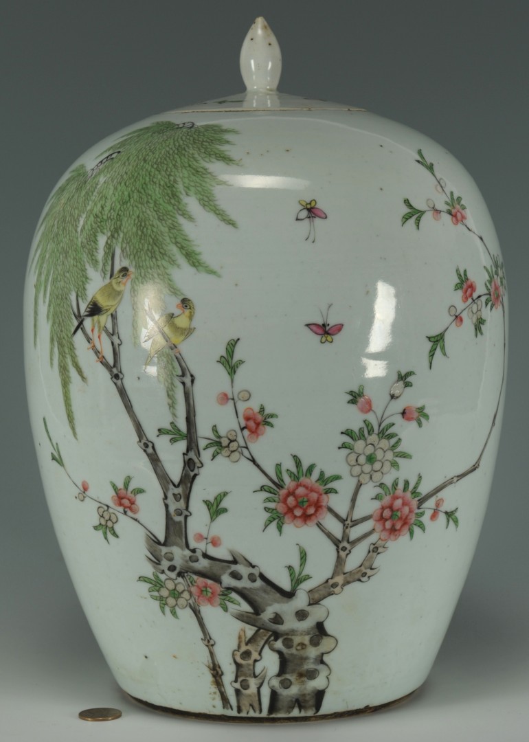 Lot 482: Chinese Famille Rose Jar & Temple Vase