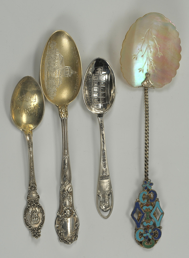 Lot 507: 37 pcs Silver Flatware inc. souvenir spoons