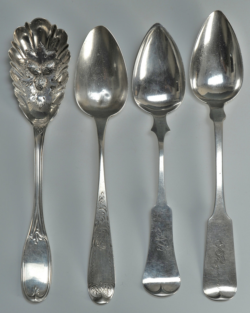 Lot 51: Four coin silver spoons of Southern interest