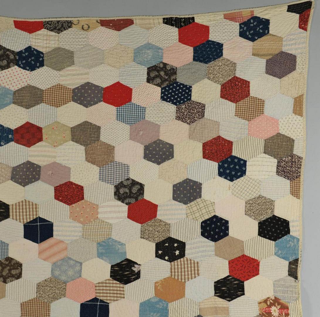 Lot 582: 2 SC Quilts, Hexagonal Block Pattern & Crib