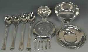 Lot 630: Group of Sterling & Plated Table Items, 11 pcs