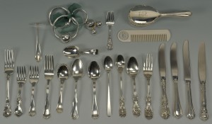 Lot 632: Group of Sterling baby and child items