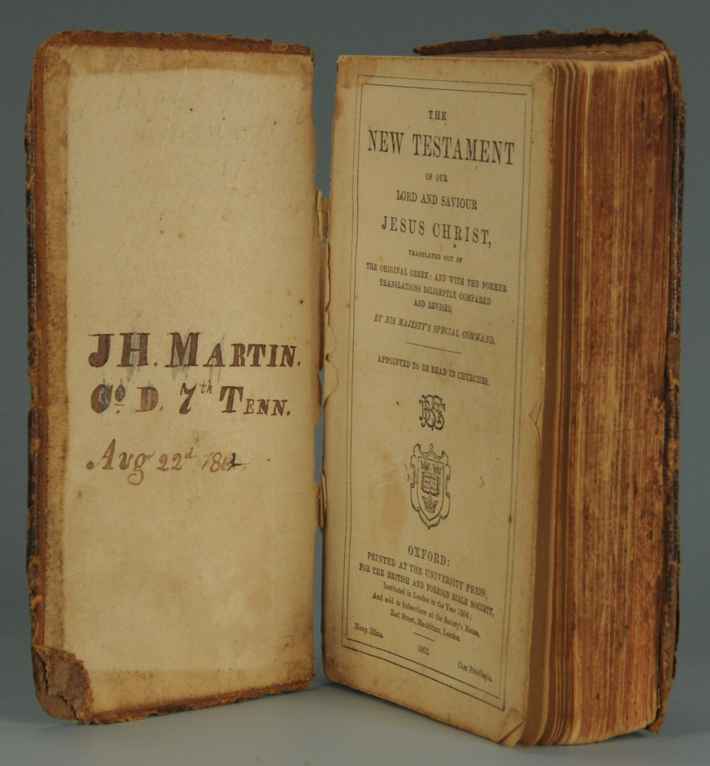 Lot 77: Confederate Soldier's Bible, 7th TN Company D