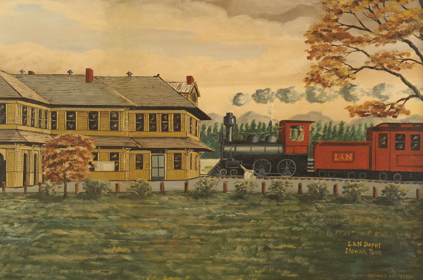 Lot 95: L&N Train Depot Oil on Canvas