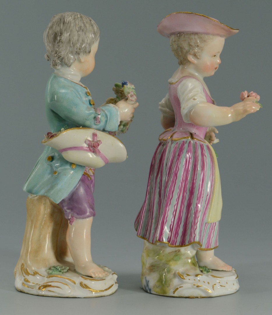 Lot 132: 2 Meissen Porcelain Figures, Girl & Boy
