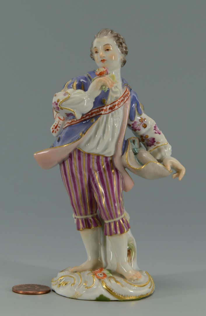 Lot 135: Meissen Porcelain Figure of Man Holding Flower