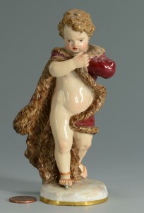 Lot 137: Meissen Porcelain Figure of Cherub in Robe