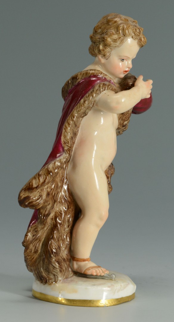 Lot 137: Meissen Porcelain Figure of Cherub in Robe