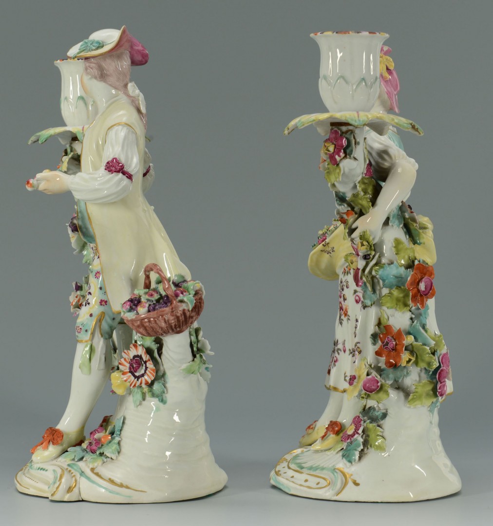 Lot 138: Pair of Derby Porcelain Figural Candleholders
