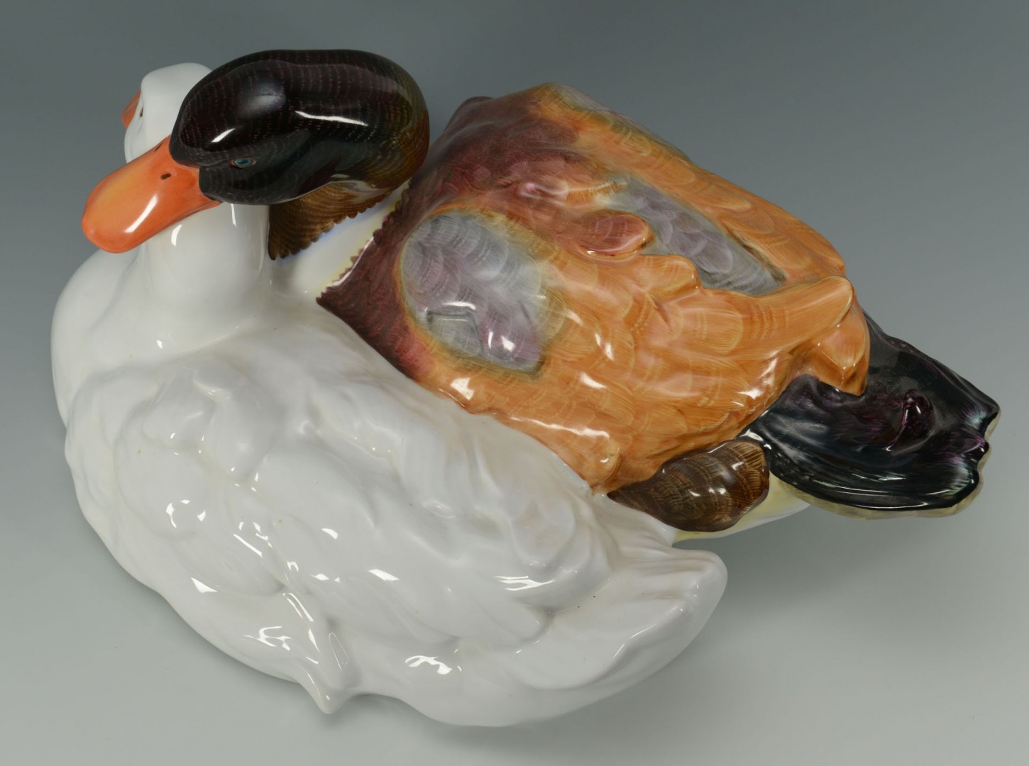 Lot 142: Large Herend Porcelain Ducks Sculpture & Carvings