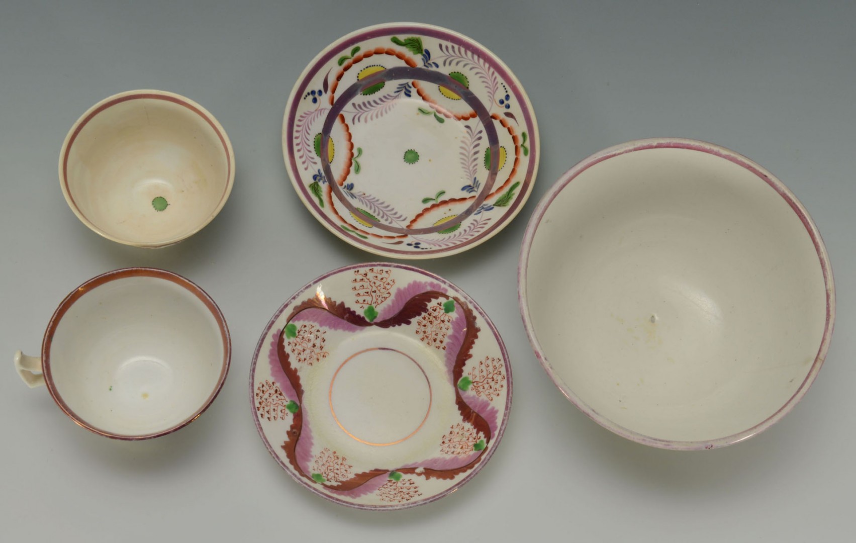 Lot 146: Grouping of Pink Lusterware, total 9 items